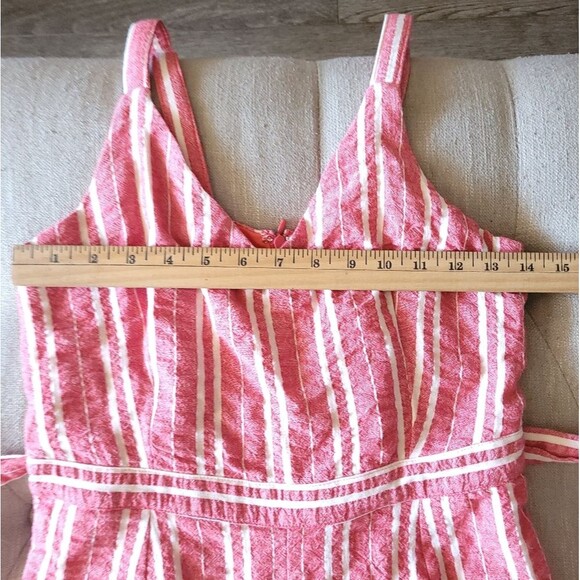 Anthropologie ett:twa Red Stripe Robin Romper Womens Size XSmall  Cropped Belt - Picture 10 of 14